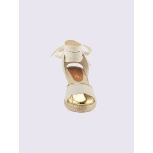 Sandales Compensées De Fabrication Espagnole Beige Couleur Platine