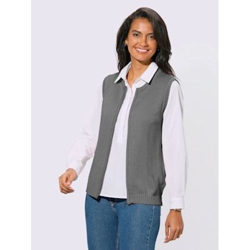 Gilet En Tricot 50% Coton - Collection L - Gris Chiné
