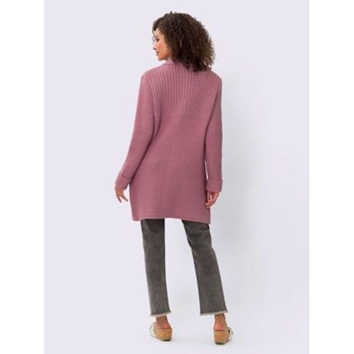 Veste En Tricot 15% Laine - Linea Tesini - Vieux Rose