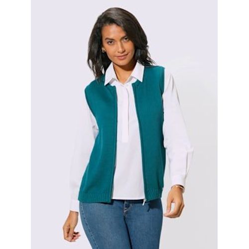 Gilet En Tricot 50% Coton - Collection L - Bleu Pétrole