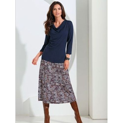 T-Shirt Femme Souple Col Bénitier Manches 3/4 - - Marine