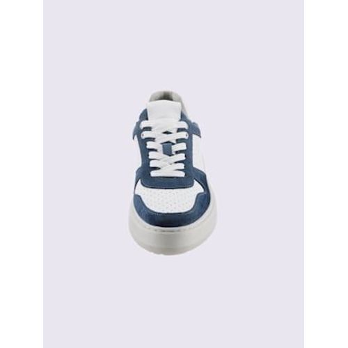 Baskets Cuir De B?uf Nappa Et Velours Bleu Blanc