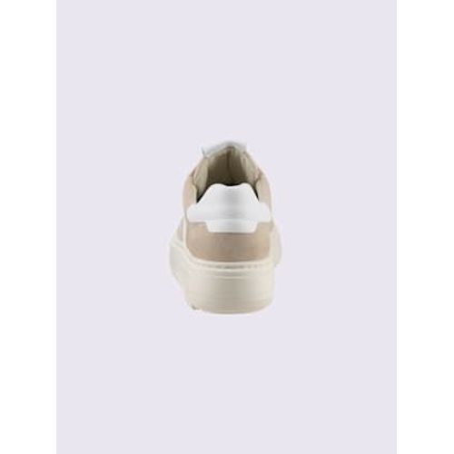 Baskets Cuir De B?uf Nappa Et Velours Beige Blanc
