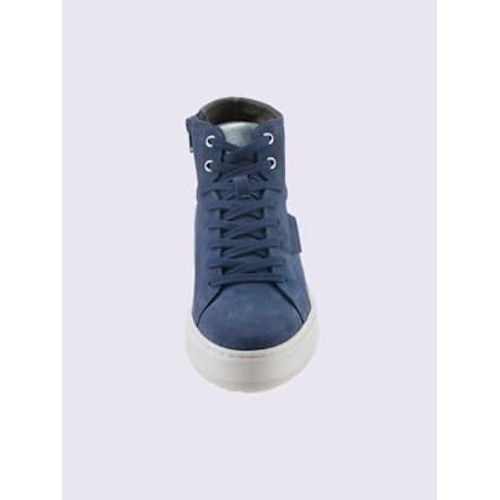 Bottines Lacets Cuir Velours De Vache Bleu