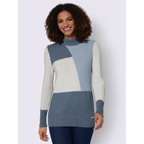Pull À Manches Longues 50% Coton - Collection L - Bleu Fumée Écru Chiné