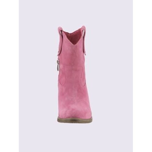 Bottines Cuir Velours De Vache Fuchsia