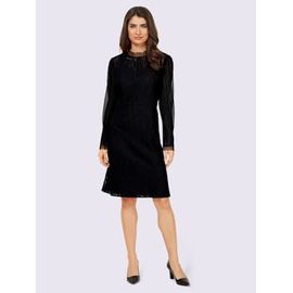 Robe En Dentelle Manches De Qualité Plissée - Ashley Brooke - Marine