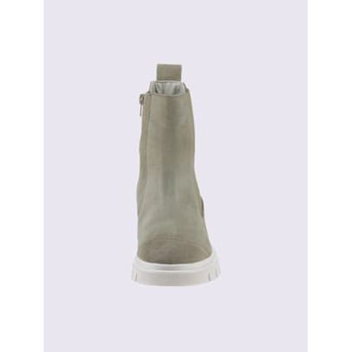 Bottines Cuir Velours De Vache Kaki