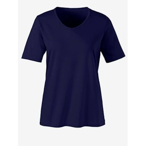 T-Shirt Femme Simple Confortable Col V - - Bleu Nuit