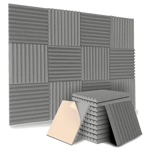 Pack de 12 panneaux acoustiques auto-adhésifs, panneaux de mousse insonorisés, panoramique mural insonorisé haute densité
