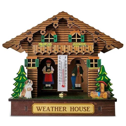 Weather House Forest Weather House Avec Homme Et Femme Chalet Baromètre Bois Thermomètre Et Hygrome
