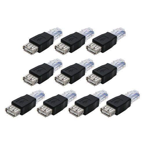 10pcs USB A femelle vers Ethernet Rj45 Mâle Adaptateur Connecteur Routeur Adaptateur USB vers Rj45 Femelle A à E