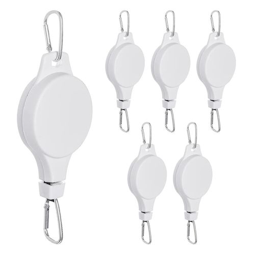 6 Pack Poulie Cintre Rétractable Poulie Roue à hauteur réglable pour plantes suspendues Blanc d'intérieur