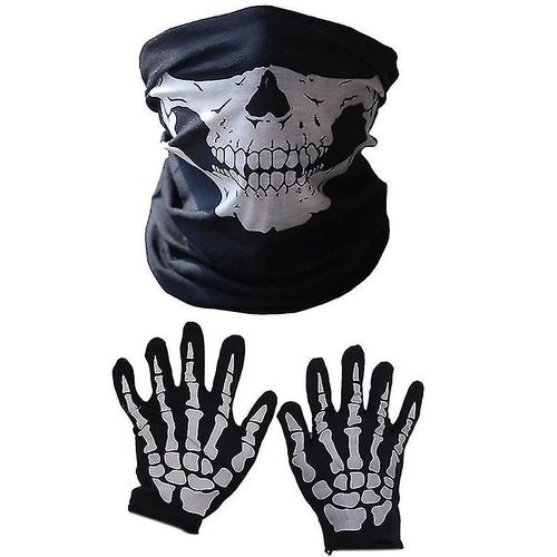 Halloween Masque Scary Skull Chin Mask Skeleton Gants Fantômes Pour Performances, Fêtes, Déguisement, Festival