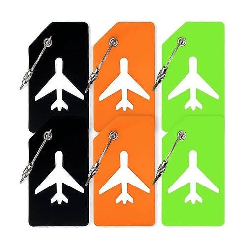 Étiquette de bagage, paquet de 6 étiquettes de bagages en silicone pour valises avec boucles, ensemble de porte-étiquettes de sac à main de bagage