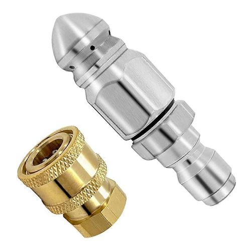 Buse à jet d'égout 2Pc 5000PSI avec coupleur de nettoyeur haute pression, connecteur rapide de raccords en laiton, 1/4 pouce