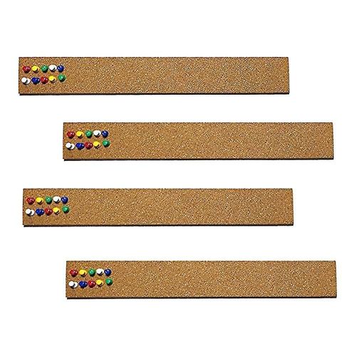 4 Pcs Cork Board Strips Avec 35 Pcs Push Pins 15x2 Inch - 1/2 Inch Thick Cork Bulletin Bar Strips Fo