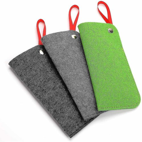 Housse à lunettes souples 3 pack, glissement de voyage portable en feutre dans l'étui à lunettes, étui à lunettes de soleil souples pouc