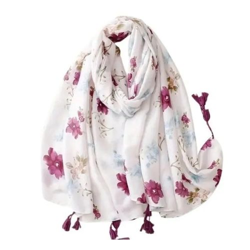 Violet Bleu - Foulard Écharpe Châle Pompons Femme Polyester 180 X 90 Cm 32674