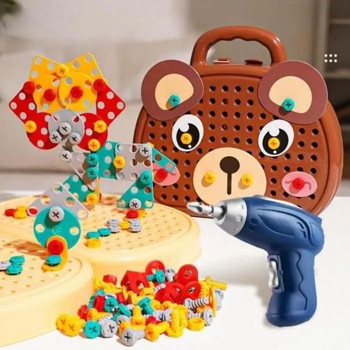 Boîte à outils - MAGIC - Montessori - 205 pièces - Perceuse électrique - Pour enfants à partir de 3 ans