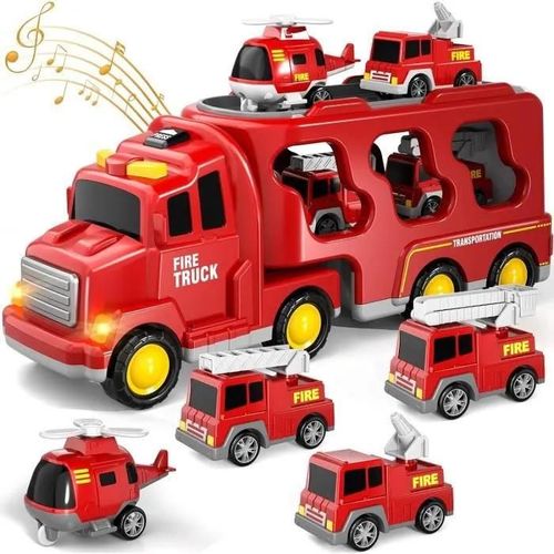 Rouge - Jouet - ZGEER - Camion Voiture de Pompier 5 en 1 - Rouge - Enfant - A partir de 3 ans