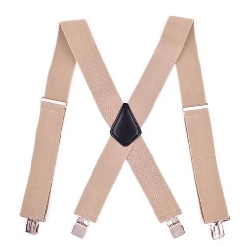 Beige - Bretelles Homme - Avec 4 Clips - Bretelle De Pantalon Élastique Y-Forme