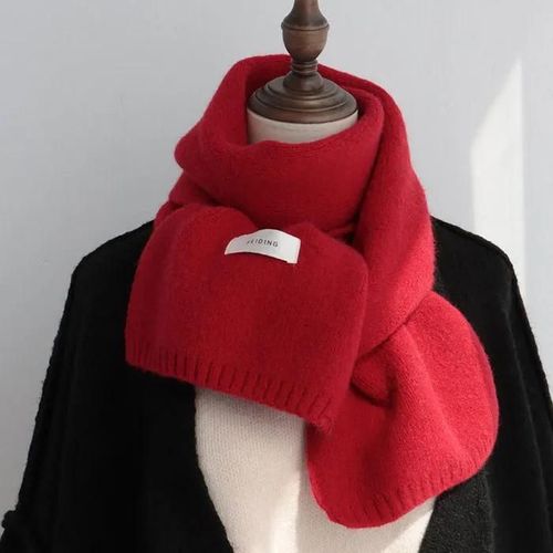 Echarpe Châle Imitation Cachemire Femme, Écharpe Longue En Fil De Laine, Foulard Rond - Rouge Chinois