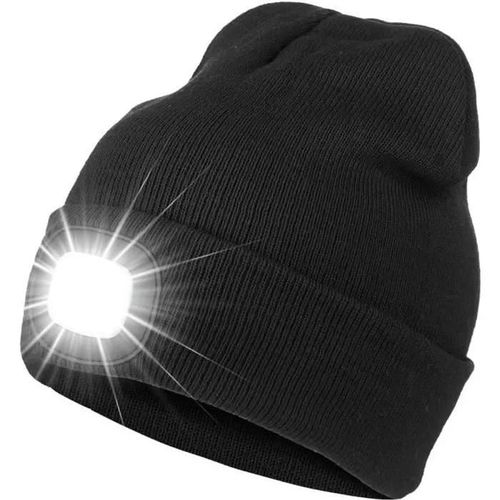Noir - Bonnet Tricoté Led Rechargeable Pour Hommes Et Femmes - Kakoo - Noir - Hiver - Visibilité Et Sécurité