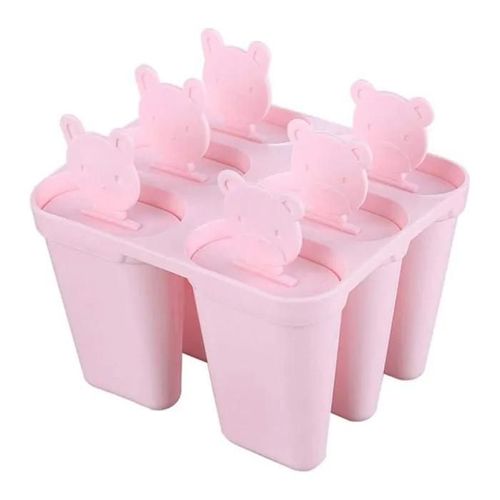 Moule À Glace En Forme D\'ours Mignon 6 Grilles En Plastique Fait Maison Pour L\'été Chaud (Rose)