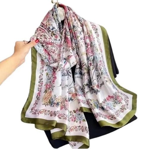 Foulard Femme 90 X 180 Cm Imitation Soie Fleuri Oiseau Fou 290 L