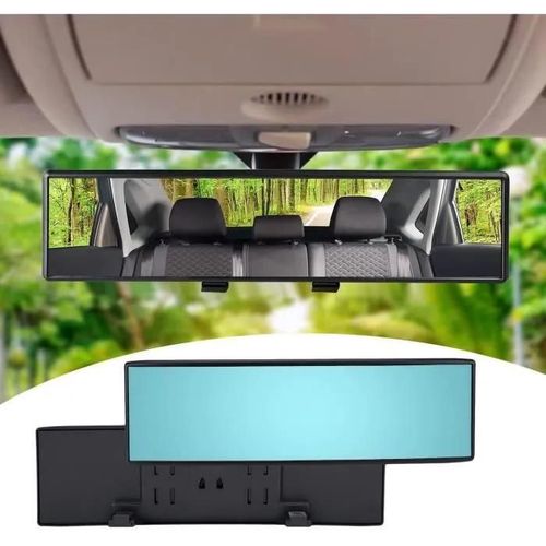 Rétroviseur Panoramique Intérieur Universel, Hd Bleu Rétroviseur De Voiture À Clipser Grand Angle, Anti-Éblouissement, 300x70mm