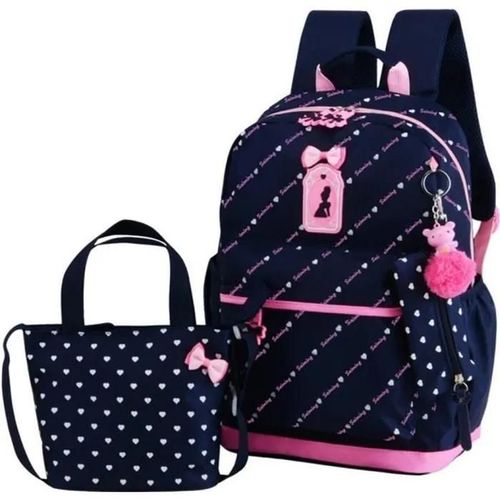 Bleu Foncé - Sac à Dos Enfant - Primaire - 3 en 1 - Nylon Imperméable - Bleu Foncé - Poches Multiples