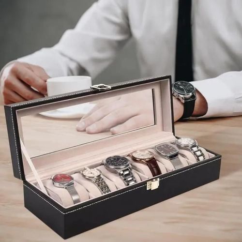 Presentoir Montre Coffret Montres En Cuir Boite Bijoux Cadeau Pour Homme (6 Compartiments) -Yes