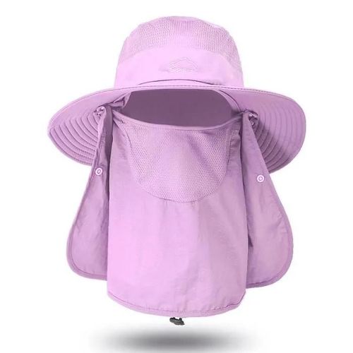 Violet - Chapeau De Pêche Pour Homme Et Femme, Protection Solaire Uv À Large Bord Avec Couvre-Visage Et Rabat De Cou - Violet