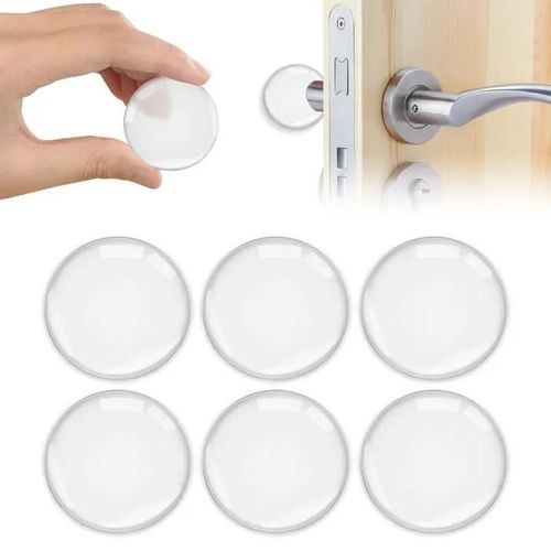 Butée de Poignée de Porte Murale, 6PCS Adhésives Transparentes en Silicone, Stop Porte Puissant pour Placard, Cuisine, Salle de