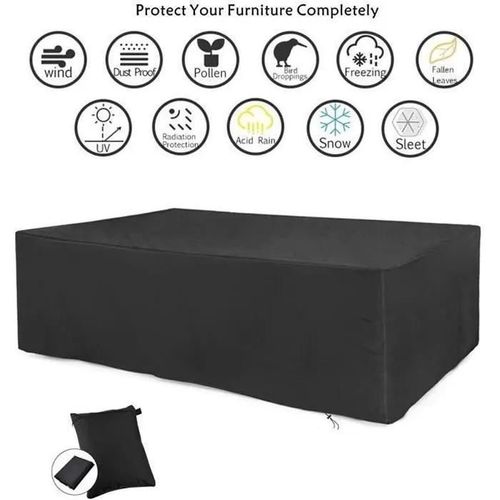 Housse De Protection Salon De Jardin Table Bâche Rectangulaire 213x132x74cm Couverture De Meubles Imperméable Anti-Poussière Anti-Uv