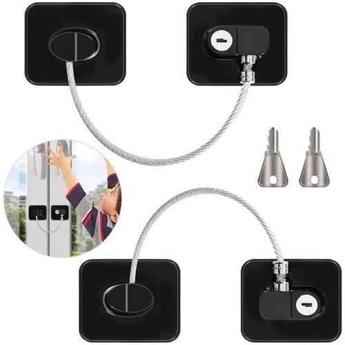 2pcs Securite Fenetre Enfant, Adhésive Entrebailleur Fenetre, Bloque Porte Bébé Avec 2 Clés, Sécurité Fenêtre Enfant