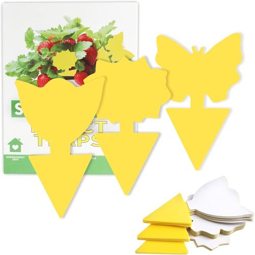 30 X Insect Traps,Goose Traps,Anti Gnats,Double-Sided Adhesive Stickers,Waterproof Yellow,Plant Protection Flower Fruit