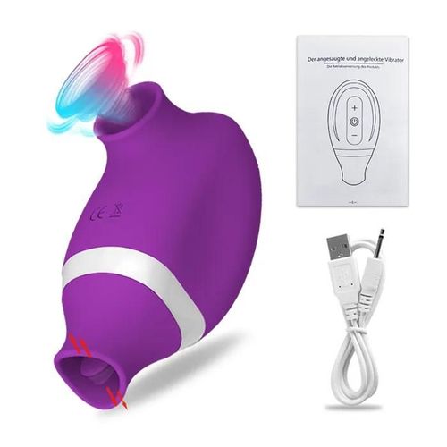 Vibromasseur Ventouse 2 En 1 Pour Femme Double Paisseur Clitoris Lchage Langue Jouets Sexuels Femme Adulte Gm02-Pu Godemichet