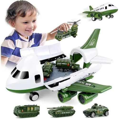 Vert - Avion Jouet Enfant 3 Ans Garçons Filles - Transporteur de Véhicules Militaires - Vert