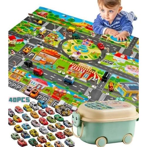 Jouet Pour Enfants 3 4 5 6 7 Ans,Lot De 40 Mini Voiture Et Tapis De Jeu De Circulation Pour Enfant Garcon,51.18 \X 39.37\