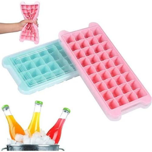 2 Bacs À Glaçons Avec Couvercle,Moule A Glacon Silicone 72 Blocs,Moule À Glaçons Empilable À Dégagement Facile Pour Whisky,Cocktails
