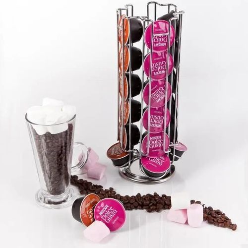 Support rotatif pour 24 dosettes de café Dolce Gusto - LESHP - Noir - Plastique - Résine - Cylindrique