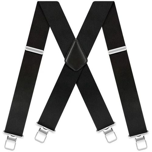 Noir - Mtevotx Bretelles Homme Larges Réglable Élastique Extra Fort 4 Clips En Forme X, Homme Chemise Bretelles Large 5cm Mens Braces