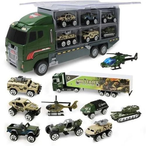 Militaire Jouet Enfant Garcon Helicoptere Camion de Transport Voiture Mini Véhicule de 3 Ans