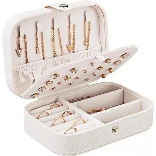 Blanc - Boîte À Bijoux,Rangement Bijoux De Voyage Pour Femme Organisateur De Bijoux Filles Petit Jewelry Stockage Cas Pour Bagues, Boucles