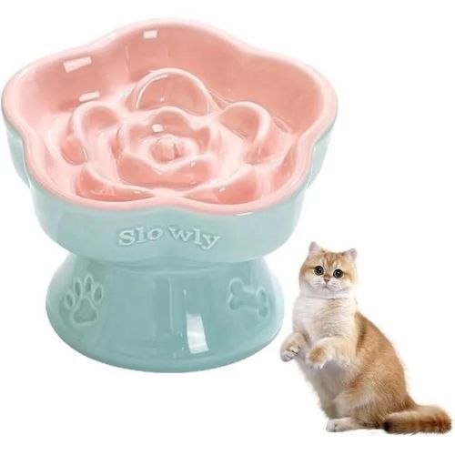 Gamelle En Céramique Pour Chats, Gamelle Anti Glouton Chat, Bol Pour Chat Anti-Vomissements, Réduit Le Vomissements Et Ballonnement