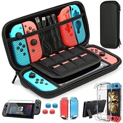 Noir - Housse De Protection Nintendo,Protection Switch Housse+Nintendo Switch Coque Transparente+Protection Écran Switch+4 Thumb Grip,Noir