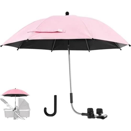 Ombrelle Universelle Pour Poussette Et Landau Anti Uv 50+ Diamètre 85cm Avec Une Poignée Parapluie - Rose