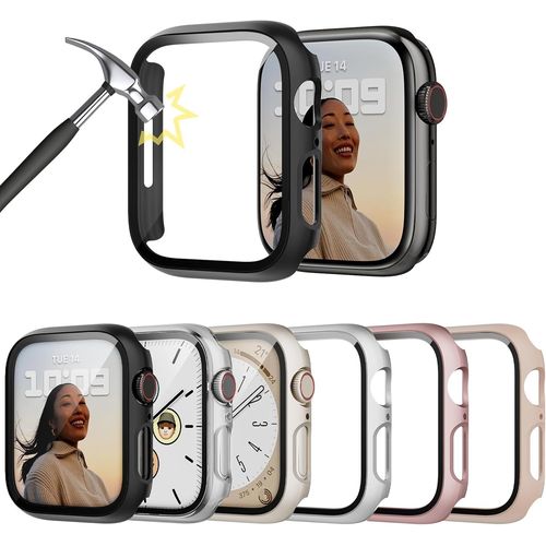 6 Pack Hard Case With Screen Protector Compatible With Apple Watch Series 9/8/7 45mm,Built-In Ultra Thin Pc Full Body Protective Case,Anti-Scratch